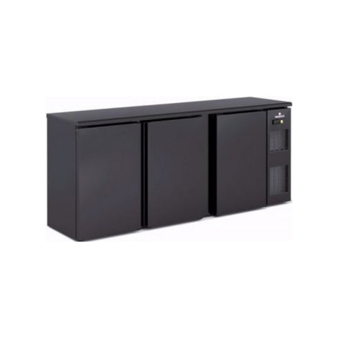 Arrière bar noir 3 portes pleines battantes +2/+8°C - 2005x530x850mm
